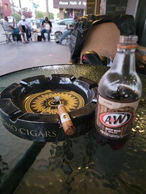 Ashton Cigar and a beer! Outdoor patio.