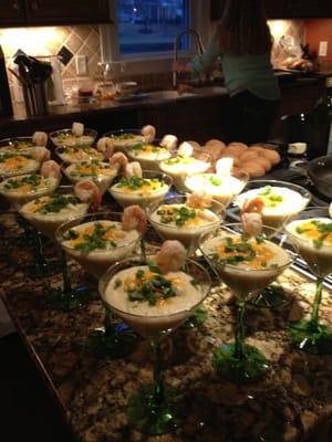 A Little off site Catering with our Jalapeno Cheddar Shrimp and Grits Martini