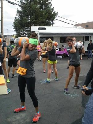 Me and coach Bri doing a competition. Concord Crossfit will train you to do local competitions. Its great programming!