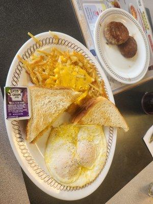 Two egg breakfast with hashbrowns