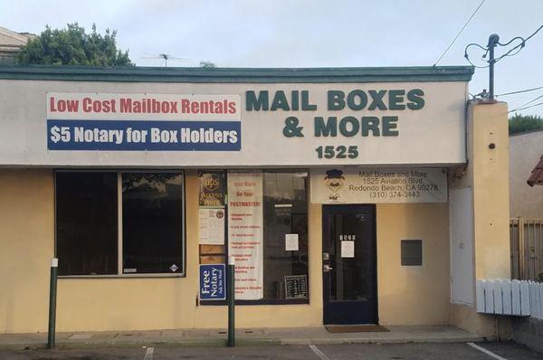 Mail Boxes and More. Mail Box Rental for Personal and Business. Monthly, Annually. 1525 Aviation Blvd, Redondo Beach CA 90278. 310-374-3443