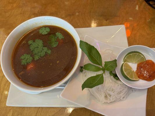 The Bo Kho Viet style beef stew with rice noodles