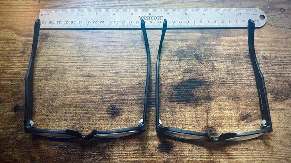 same frames, same customer, but one is 1/2 inch wider for some reason.