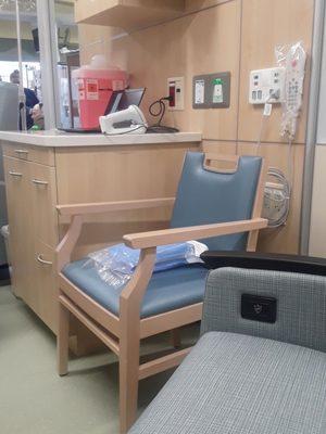 The waiting room is so unbelievably crowded that they had to move some of to the infusion room.