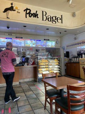 Inside space of the bagel shop