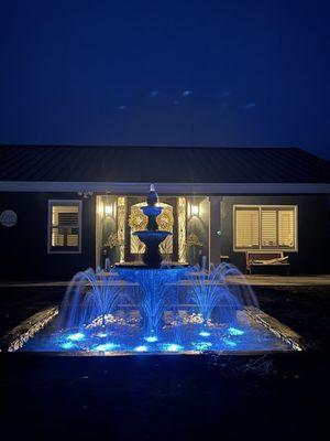 They supplied the fountain I built the pond and added lighting and sprinklers.