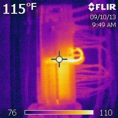 Infrared photo of defective circuit breaker.