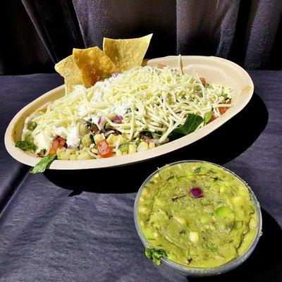 Beef Barbacoa Salad & Chips with Guac