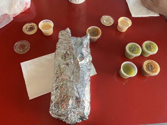 Super burrito ($11) with sauces (free)