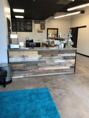 Our rustic counter complete with concrete counter tops!