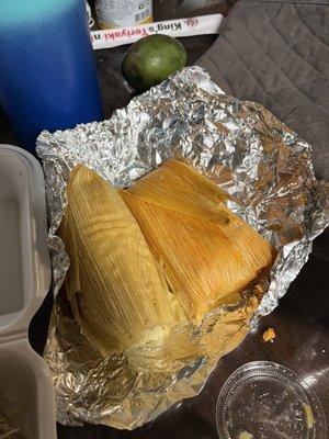 Pork and chicken tamale