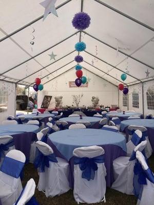 Framed Tent, Table, Chairs, Linen Rentals