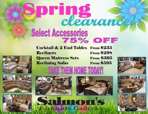 Spring Clearance GOING ON NOW!  Come in and look for the tags!