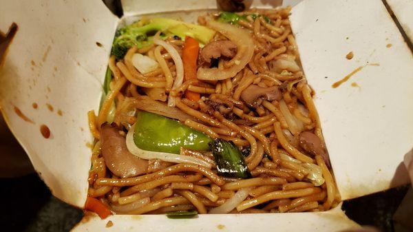 Cantonese style vegetable lo mein ($12). Fine, but oily and salty.