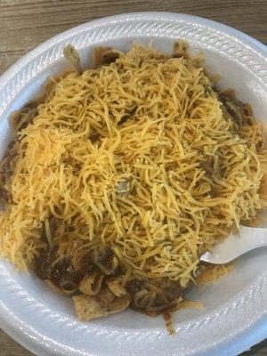 Frito pie with chili and cheese