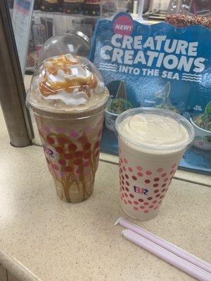 1 Cappuccino Blast & Caramel  2 Peanut Butter Milkshake