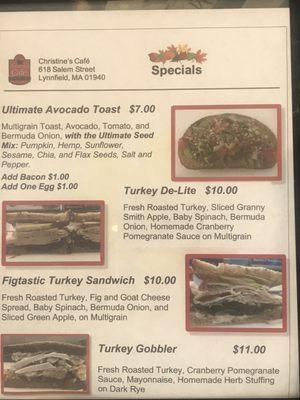 Menu and specials