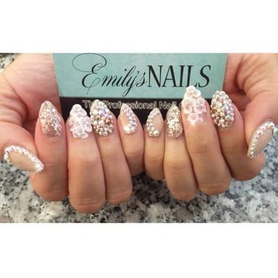 Birthday Nails at Emily's! 3D nail designs sculpted and real Swarovski Crystals!