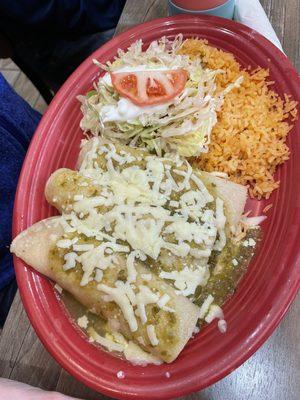 Chicken enchiladas platter