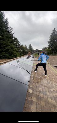 Solar panel cleaning