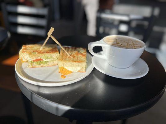 Caprese panini and salted caramel apple. Soooo much yummy!!!