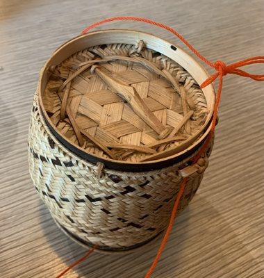 STICKY RICE basket (green papaya salad is finger food)