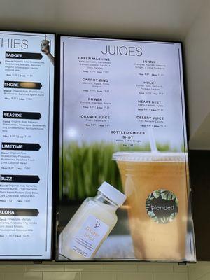 Juices Menu