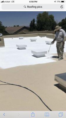 This is a white elastomeric Roof coating