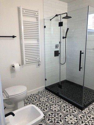 Our beautiful "dream vacation" bathroom. The depicted shower diverter was only temporary.