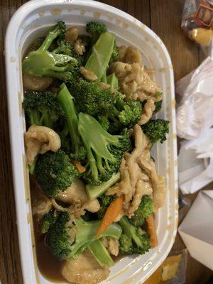 Chicken and broccoli.