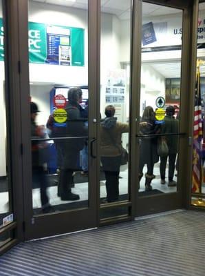 Walked into the post office and here was the line. 1 person was working... Are you kidding?!