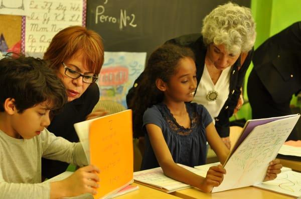 Students share their work on Grandparents' Day.