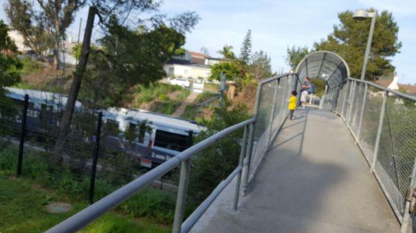 Foot bridge with the Expo line under it