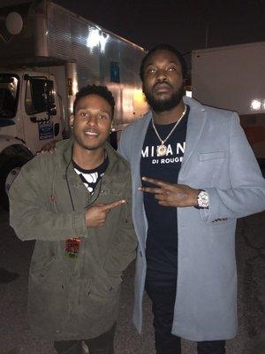 Owner/Coach Louis Stancil working with Meek Mill on set of Charm City Kings