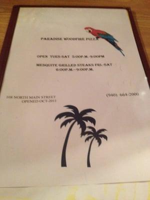 Menu cover