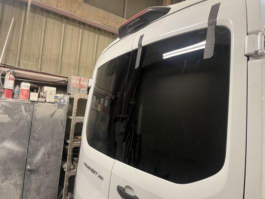 Back glass replacement on a 2020 ford transit