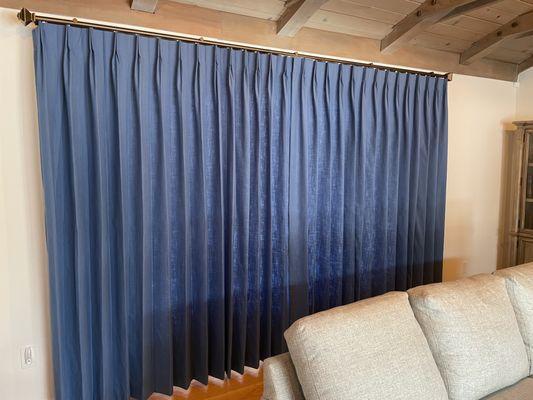 Custom pleated drapery with sheers.  Fabric by Alendel.  Rods by Metro.