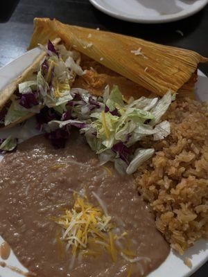 ##17 Beef Tamale & Beef Taco