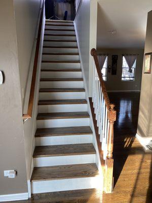 Final product post hardwood stair installation. Beautiful!