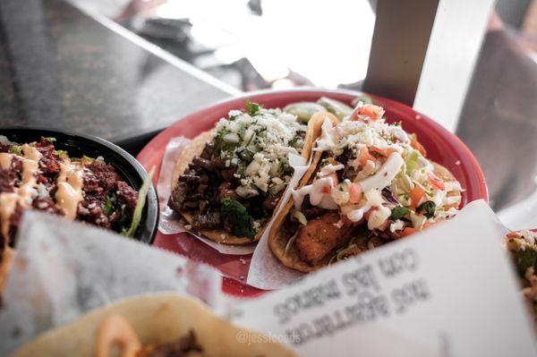 Surn N Turf Taco and Beer Battered Fish Taco | IG: @jessfooods