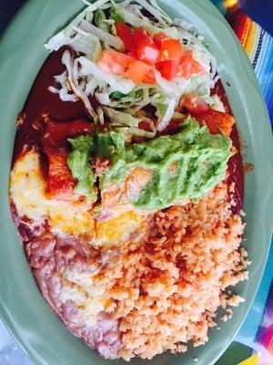 Beef enchilada lunch platter