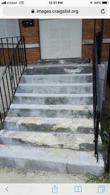 Before resurfacing staircase