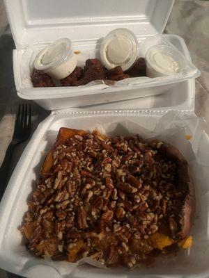 This is the Sweet Potato with Jerk Chicken and ranch sauce