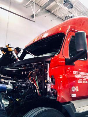 One of our techs working on a Crete Carrier truck