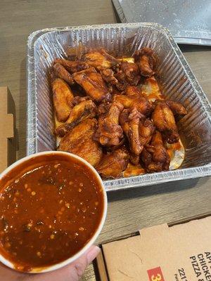 Mild wings with side of nitro sauce