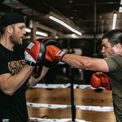 Mitt work during Boxing Skills & Drills Class