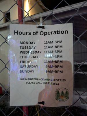 Hours of operation