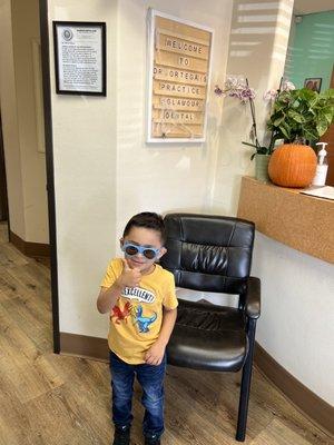 Happy patient after his visit - our 3 yr old boy