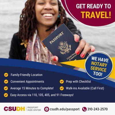 It's not too late to make your Summer Travel dreams come true!
Visit CSUDH Passport Hub Center to get/update your passport and photo!