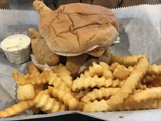 The catfish sandwich is delicious. Fries always hot and fresh.